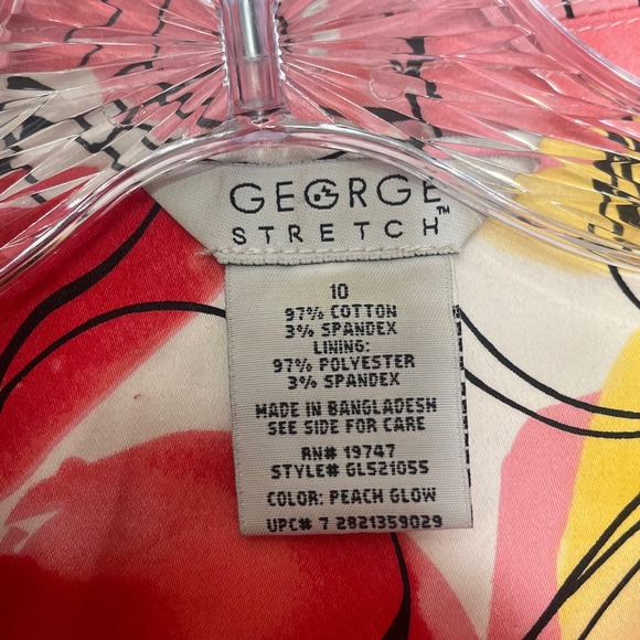 George Stretch Floral Blazer Jacket Pink Yellow Spring Career One Button Size 10 - Picture 6 of 7